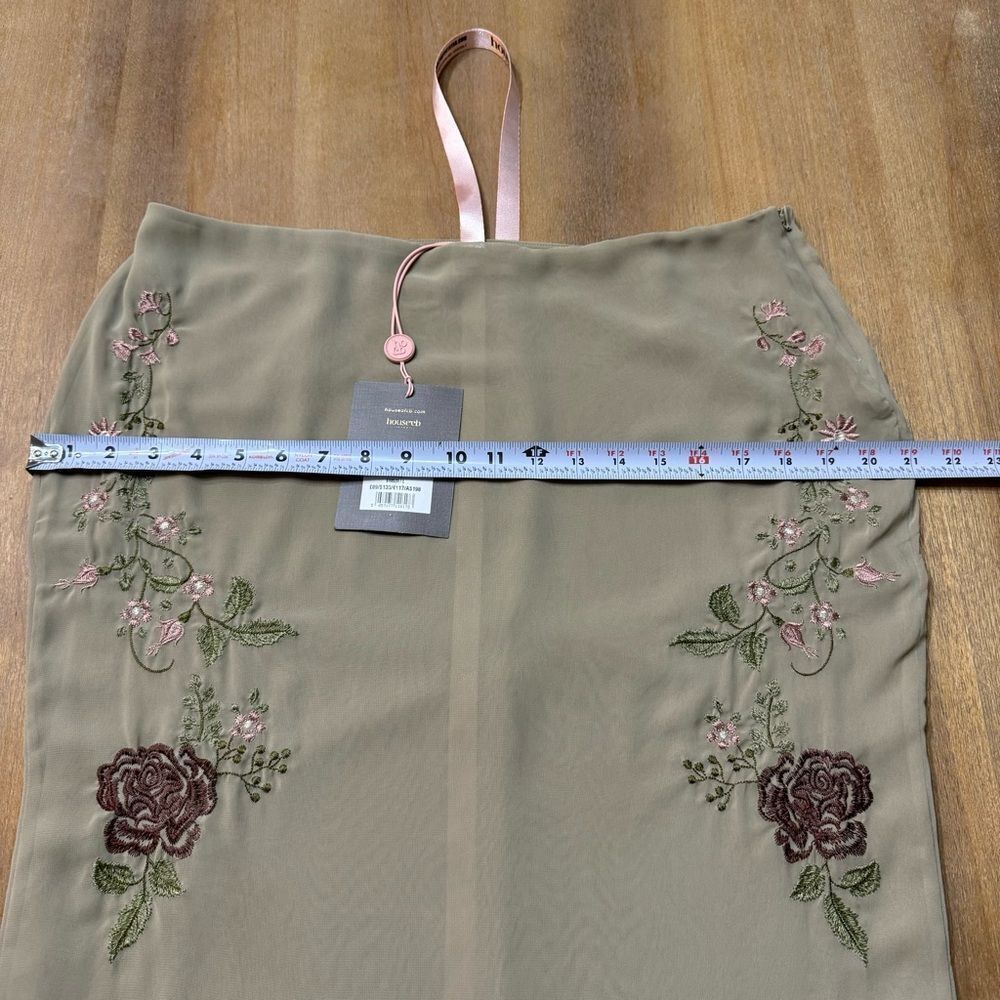 House of CB‎ Lailah Embroidered Maxi Skirt Low Rise Lightweight Georgette Large - Picture 4 of 15